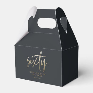 Modern 60th birthday simple stylish elegant script favor box
