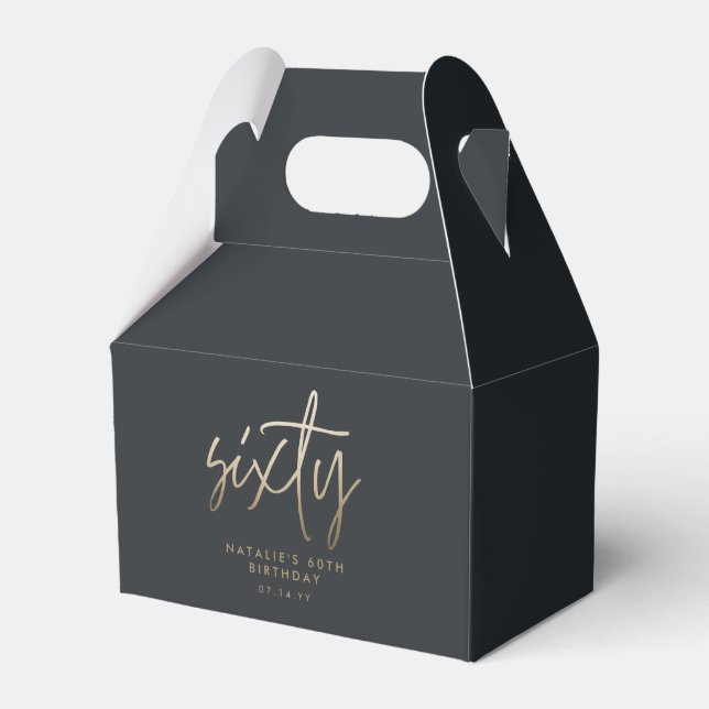 Modern 60th birthday simple stylish elegant script favor box (Front Side)