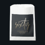 Modern 60th birthday simple stylish elegant script favour bag<br><div class="desc">Modern 60th birthday simple stylish elegant gold script 60th birthday design. Part of a collection.</div>