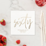 Modern 60th birthday simple stylish elegant script napkin<br><div class="desc">Gold effect script sixty 60th birthday modern minimal elegant party decor favour napkin</div>