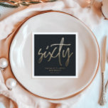 Modern 60th birthday simple stylish elegant script napkin<br><div class="desc">Black and Gold effect script sixty 60th birthday modern minimal elegant party decor favour napkin</div>