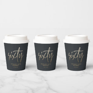 Modern 60th birthday simple stylish elegant script paper cups