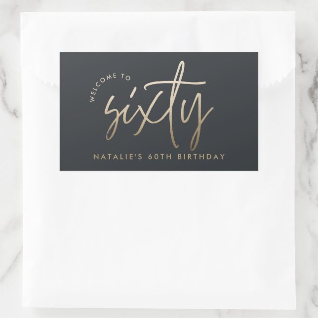 Modern 60th birthday simple stylish elegant script sticker (Bag)