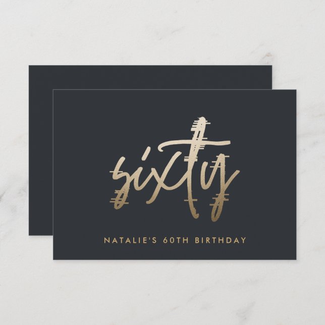 Modern 60th birthday simple stylish elegant script thank you card (Front/Back)