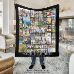 Modern 61 Photo Collage Custom Title Colour Fleece Blanket<br><div class="desc">Easily create your own unique personalized keepsake photo collage blanket with 61 pictures of his family and kids with your custom text (the sample says BEST DAD EVER and family names and date) against a background colour of your choice. Makes a meaningful, memorable gift for a special dad for Father's...</div>