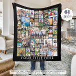 Modern 61 Photo Collage Custom Title Colour Fleece Blanket<br><div class="desc">Easily create your own unique personalized keepsake photo collage blanket with 61 pictures of his family and kids with your custom text (the sample says BEST DAD EVER and family names and date) against a background colour of your choice. Makes a meaningful, memorable gift for a special dad for Father's...</div>