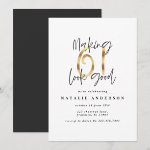 Modern 61st birthday black and gold typography