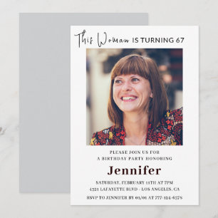 Modern 67th birthday invitations for her Photo