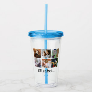 Modern 6 Family Photo Collage   Personalized Acrylic Tumbler