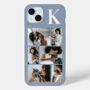 Modern 6 Pet Photo Dusty Blue iPhone 15 Mini Case