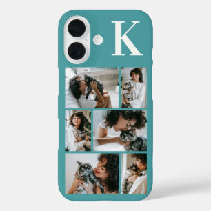 Modern 6 Pet Photo Teal iPhone 16 Case