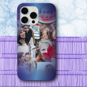 Modern 6  Photo Collage Blue Gradient  iPhone 15 Pro Max Case