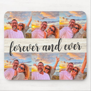 Modern 6 Photo Collage Custom Monogram Mouse Pad
