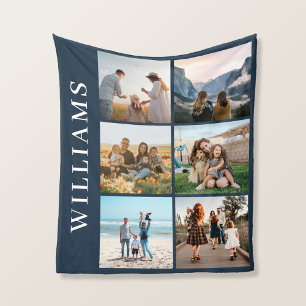 Modern 6 Photo Collage Fleece Blanket