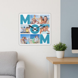 Modern 6 Photo Collage for Mom – Custom Gift Square Wall Clock