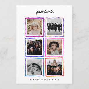 Modern 6 Photo Collage Frames Graduate High School Announcement
