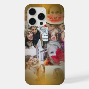 Modern 6 Photo Collage Gold Metallic Gradient iPhone 15 Pro Max Case