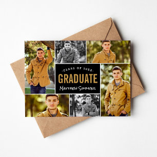 Modern 6 Photo Collage Graduation Party Invitation