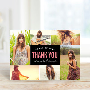 Modern 6 Photo Collage Graduation Thank You Card