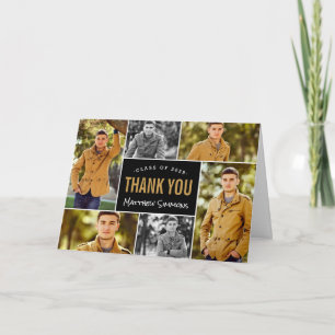 Modern 6 Photo Collage Graduation Thank You Card
