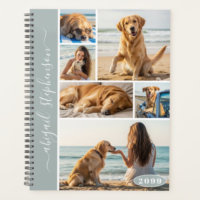 Modern 6 Photo Collage Personalized Custom Planner (Front)