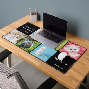 Modern 6 Photo Collage Personalized Monogram Desk Mat