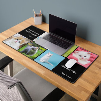 Modern 6 Photo Collage Personalized Monogram Desk Mat