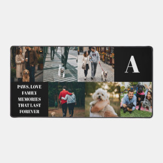 Modern 6 Photo Collage Personalized Monogram Desk Mat