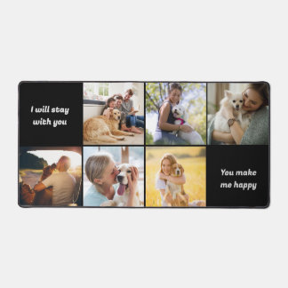 Modern 6 Photo Collage Personalized Monogram Desk Mat