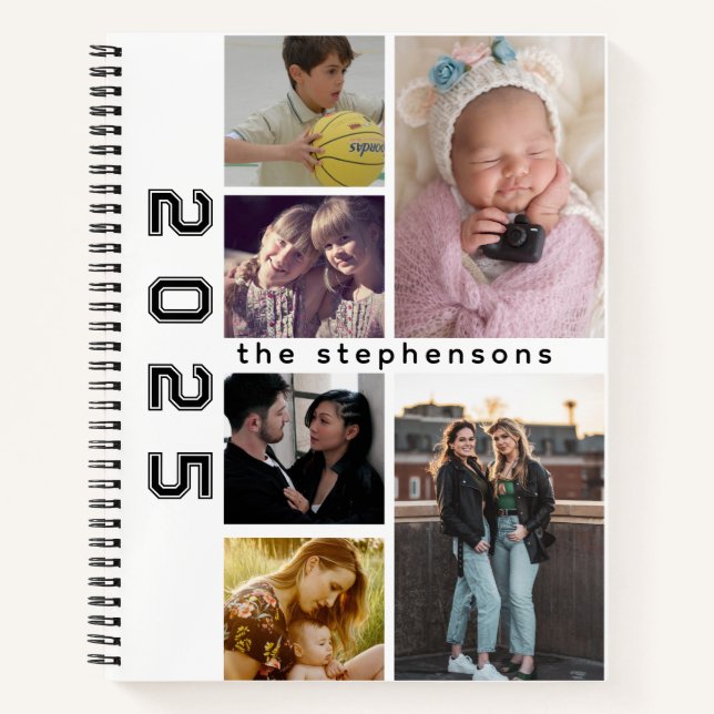 Modern 6 Photo Collage Personalized Notebook (Front)