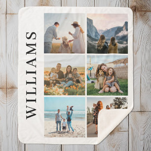 Modern 6 Photo Collage Sherpa Blanket