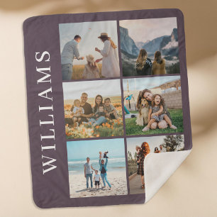 Modern 6 Photo Collage Sherpa Blanket