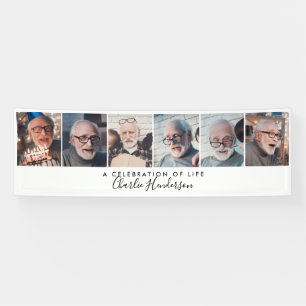 Modern 6-Photo Custom Text Funeral Banner