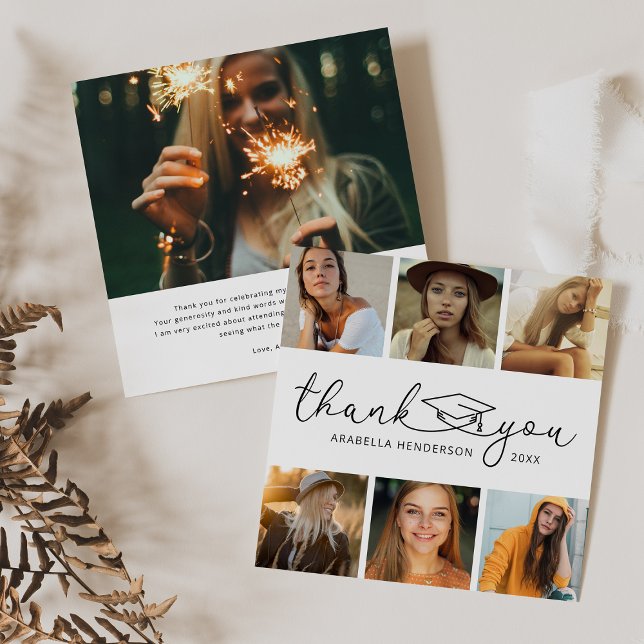 Modern 6 Photo Graduation Thank You Card (Creator Uploaded)