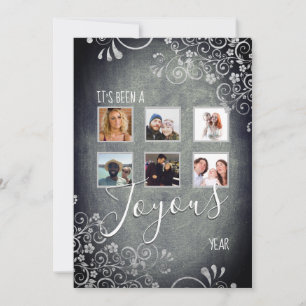 Modern 6 Photo Grey Year in Review Christmas Holiday Card