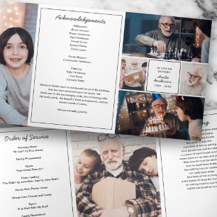Modern 6-Photo In Loving Memory Funeral/Memorial Tri-Fold Programme