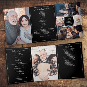 Modern 6-Photo In Loving Memory Funeral/Memorial Tri-Fold Programme