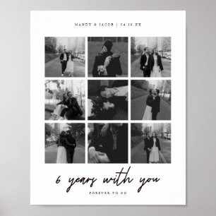 Modern 6-Year Wedding Anniversary 9 Photo Collage Poster