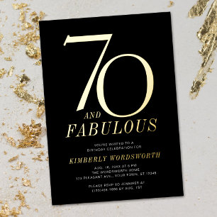 Modern 70 and Fabulous 70th Birthday Black Gold