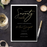 Modern 70 and Fabulous 70th Birthday Party<br><div class="desc">Elegant Seventy & Fabulous foil 70th black background gold foil birthday invitation featuring modern script typography and luxe foil detailing. Fully customizable — personalize all event details and choose your foil color in gold, silver, or rose to match your celebration. Designed to create the perfect celebration. The words "Seventy, and...</div>