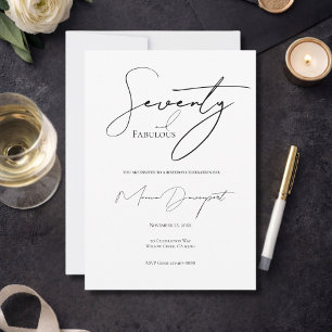 Modern 70 and Fabulous 70th Birthday Party  Invitation