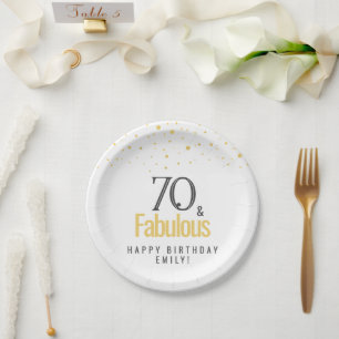 Modern 70 and Fabulous Birthday Paper Plate