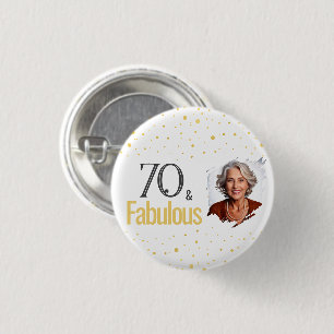 Modern 70 and Fabulous Birthday Photo 1 Inch Round Button