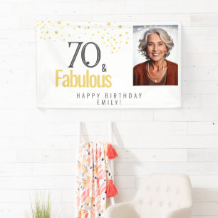 Modern 70 and Fabulous Birthday Photo Banner