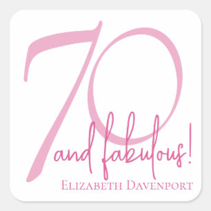 Modern 70 and Fabulous Bold 70th Birthday Party Square Sticker