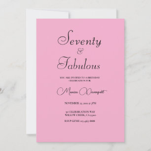 Modern 70 and Fabulous Pink 70th Birthday Party Invitation