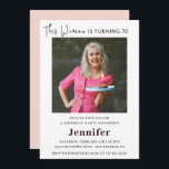 Modern 70th birthday invitations for her Photo<br><div class="desc">Modern 70th birthday invitations for her Photo elegant</div>