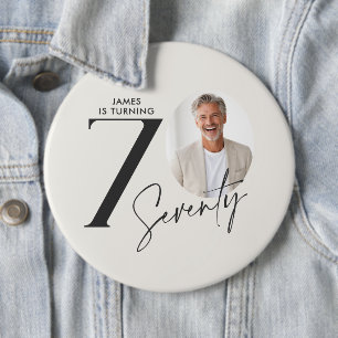 Modern 70th Birthday Photo Minimal Milestone 6 Inch Round Button