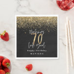 Modern 70th birthday typography gold glitter party napkin<br><div class="desc">Modern 70th black and gold glitter effect typography birthday party making 70 look good birthday party napkins. Part of a collection.</div>