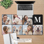 Modern 7 Photo Collage Monogram Custom Colour Desk Mat<br><div class="desc">Create your own personalized photo custom colour desk mat utilizing this easy-to-upload photo collage template featuring 7 square pictures of your favourites of family, friends, pets, kids or grandkids and personalized with a monogram in your choice of font styles and colour and background colour (shown in white text on black)....</div>